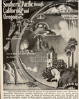 1907 Southern Pacific Railroad Print Ad Mt Shasta California Missions Travel Ad