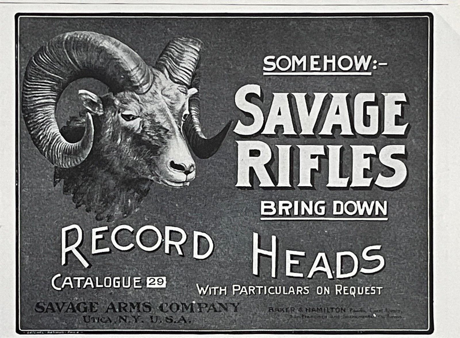 1903 Savage Rifles Antique Print Ad Savage Arms Company Utica NY Record Heads