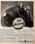 1943 American Railroad Print Ad, WW2 Era, Minute Men, Railway Memorabilia