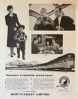1957 Northern Pacific Railway Print Ad North Coast Limited Railroad Kid Cowboy