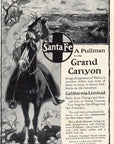 1908 Santa Fe Railroad California Limited Print Ad Horses Grand Canyon Pullman