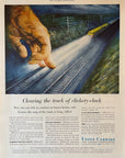 1952 Union Carbide UCC Railroad Track Print Ad Ribbonrail Train Telephone Poles