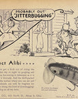 1947 Fred Arbogast Jitterbug Fishing Lure Print Ad Jitterbugging Cartoon
