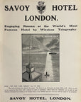 1906 Savoy Hotel London Original Print Ad Marconigram Sunset Boat Ocean