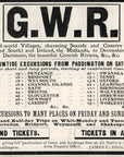 1906 Great Western Railway Print Ad GWR Whitsuntide Excursions Devonshire Lanes