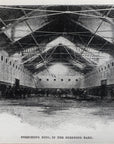 1892 Exercising Ring, In The Breeding Barn For Horses Antique Wood Engraving