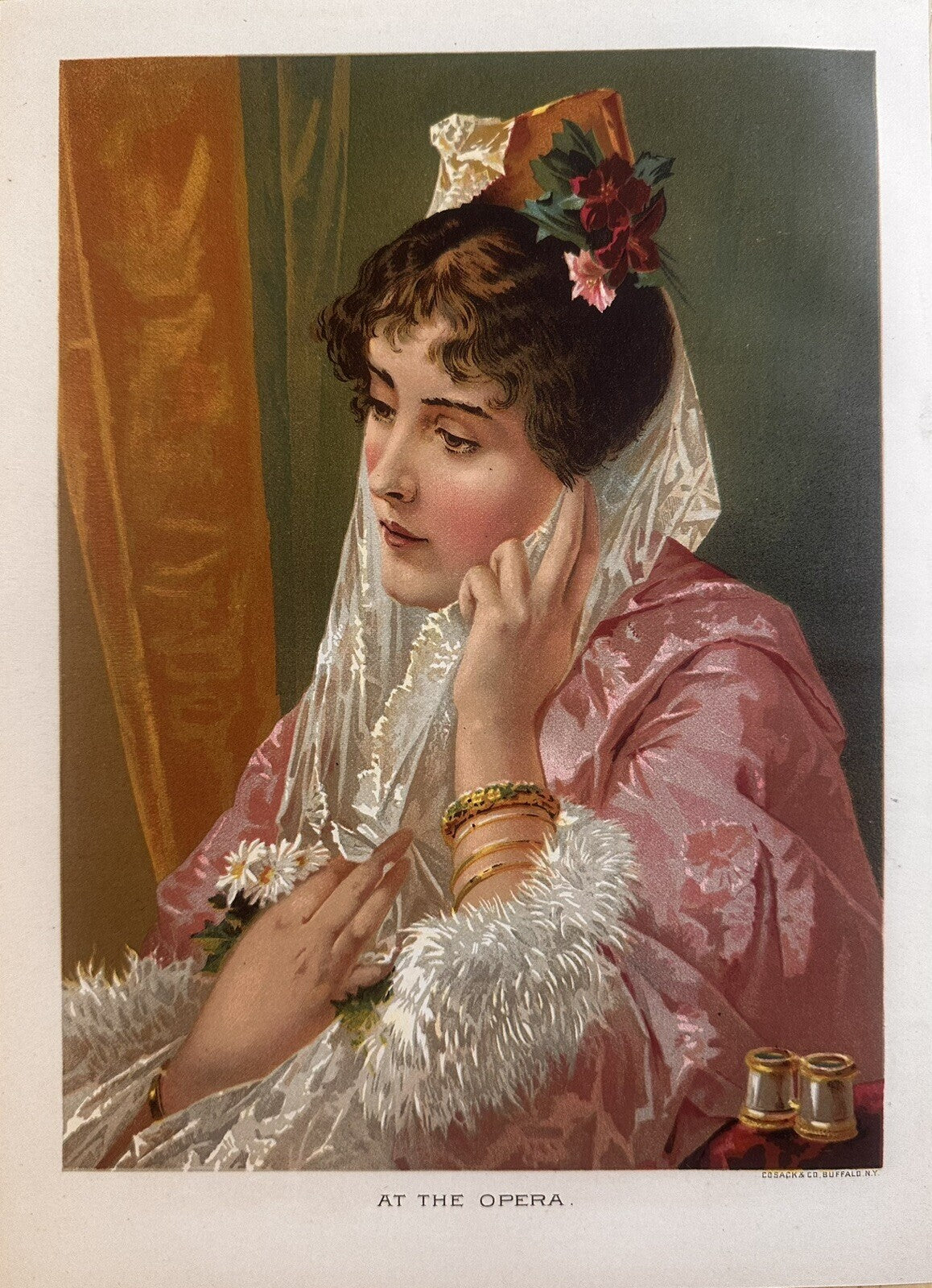 1888 "At The Opera" Chromolithograph Print | Magazine Illustration