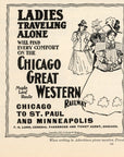 1897 Chicago Great Western Railway Railroad Print Ad Maple Leaf Route Ladies