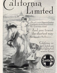 1908 Santa Fe Railroad California Limited Print Ad Newman Art Beach Ocean Shore