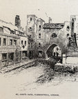 1893 St. John’s Gate, Clerkenwell London Antique Magazine Wood Engraving