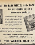 1947 Baby Weezel Feather Minnow Fishing Lure Cincinnati Ohio Print Ad