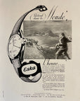1948 Eska Automatic Men's Watch Advertisement Winter Dog Sled Vintage Print Ad