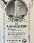 1912 Northern Pacific Railroad Print Ad Yellowstone Old Faithful Geyser Eagle