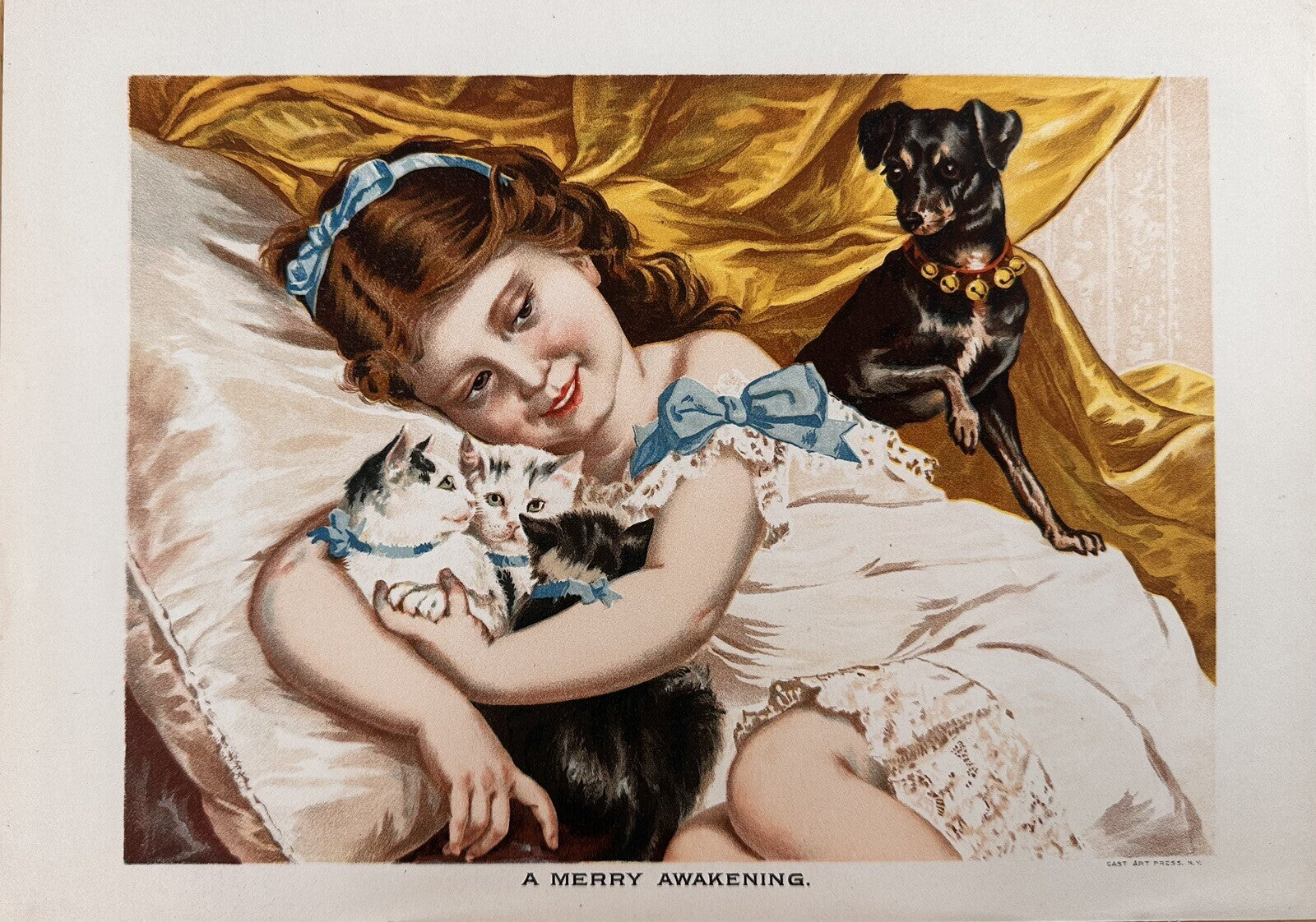1891 "A Merry Awakening" Chromolithograph Print | Magazine Illustration
