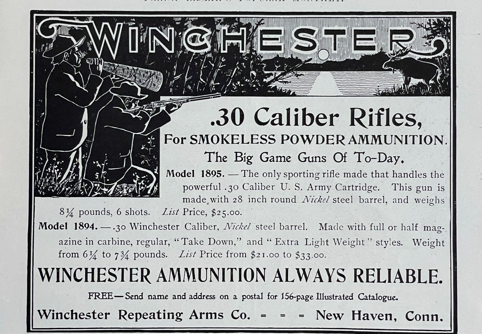 1899 Winchester Repeating Arms Co Antique Print Ad Model 1894 Rifle New Haven CT