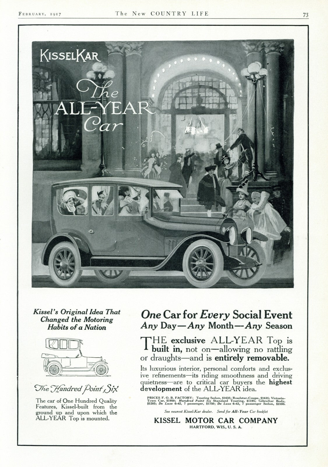1917 Kissel Motor Car Company Antique Car Print Ad KisselKar Halloween Party