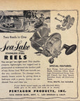 1946 Sea Lake Stainless Steel Fishing Reel Print Ad Pentagon Los Angeles CA