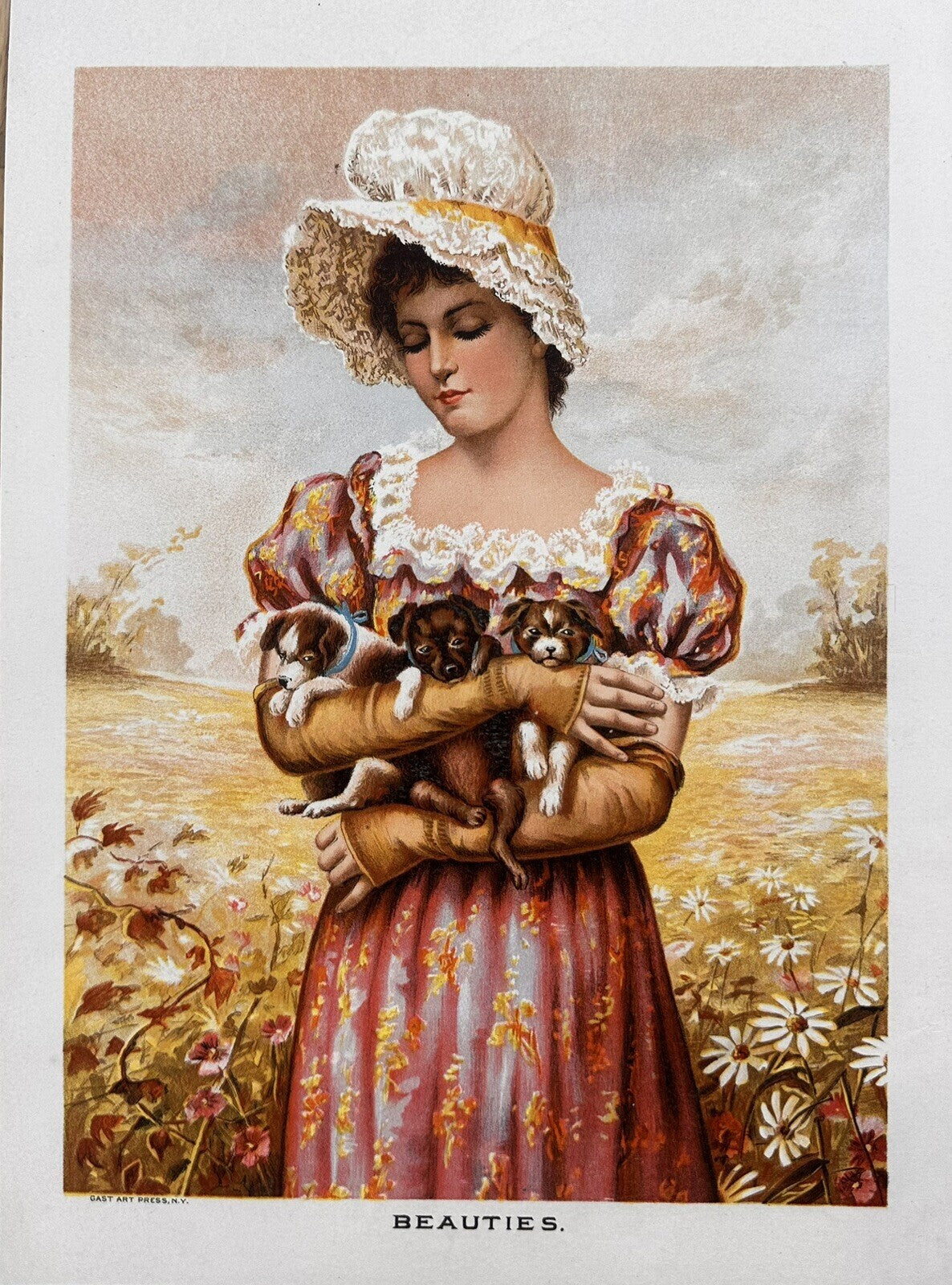 1892 "Beauties" Chromolithograph Print | Magazine Illustration