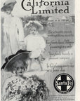 1908 Santa Fe Railroad California Limited Print Ad Newman Art Golf Millinery