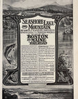 1906 Boston & Maine Railroad Print Ad Seashore Lake & Mountain Train Travel Ad
