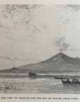 1893 View Of Vesuvius & The Bag If Naples, From Capri Antique Wood Engraving