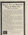 1904 Chicago Burlington & Quincy Railroad Print Ad World's Fair CB&Q RR The Q