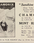 1912 P.L.M. Railway Railroad Print Ad Sunshine Is Life Chamonix Mont Revard