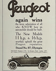 1919 Peugeot 11 & 16 HP British Car Antique Print Ad Motor Car Olympia