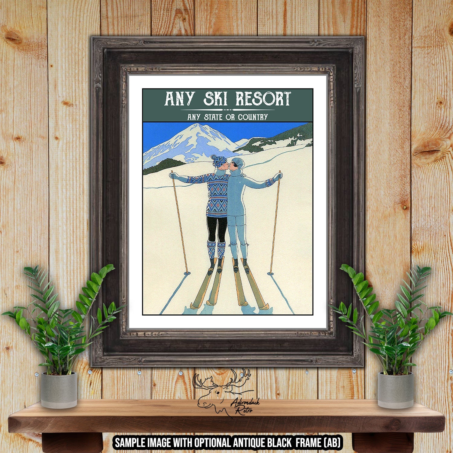 a picture of a man on skis on a wall