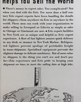 1934 Erie Railroad System Illustrated B&W Print Ad, Export Service Company