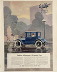 1916 Willys Knight Coupe Print Ad - Rainy Day City Street Toledo Ohio