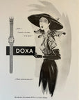 1951 Doxa Watch Ad - Period Woman's Fashion Illustration - Vintage Print Ad