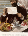 1895 "Compliments And Congratulations" Chromolithograph Print | Magazine Illustration