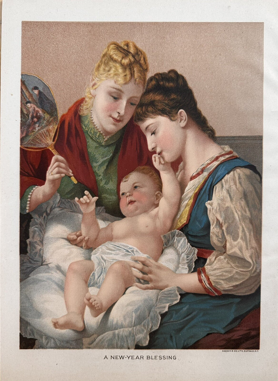 1888 "A New|Year Blessing" Chromolithograph Print | Magazine Illustration