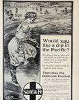 1907 Santa Fe California Limited Print Ad - Pacific Ocean Beach Railroad RR