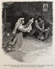 1893 While She Held Out The Infant For Him To Kiss… Antique Wood Engraving