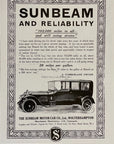1919 Sunbeam Motor Car Co. British Car Antique Print Ad Motor Car Automobile