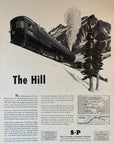 1943 Southern Pacific Railroad Print Ad WWII Donner Pass THE HILL High Sierra