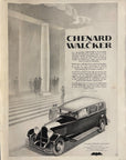 1928 Chenard & Walcker French Automobile Print Ad Rowl Illustration Art Deco Advert