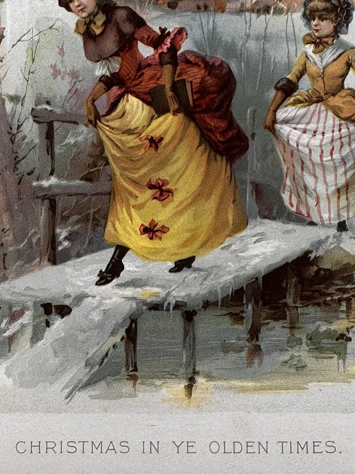 1893 "Christmas In Ye Olden Times" Chromolithograph Print | Magazine Illustration