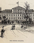 1893 The Pension Building Antique Magazine Wood Engraving