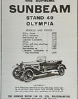 1919 Sunbeam Motor Car Co. British Car Antique Print Ad Motor Car Olympia Models