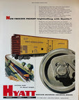 1953 Hyatt Roller Bearing Print Ad Diesel Freezer Freight Train Railroad Ad