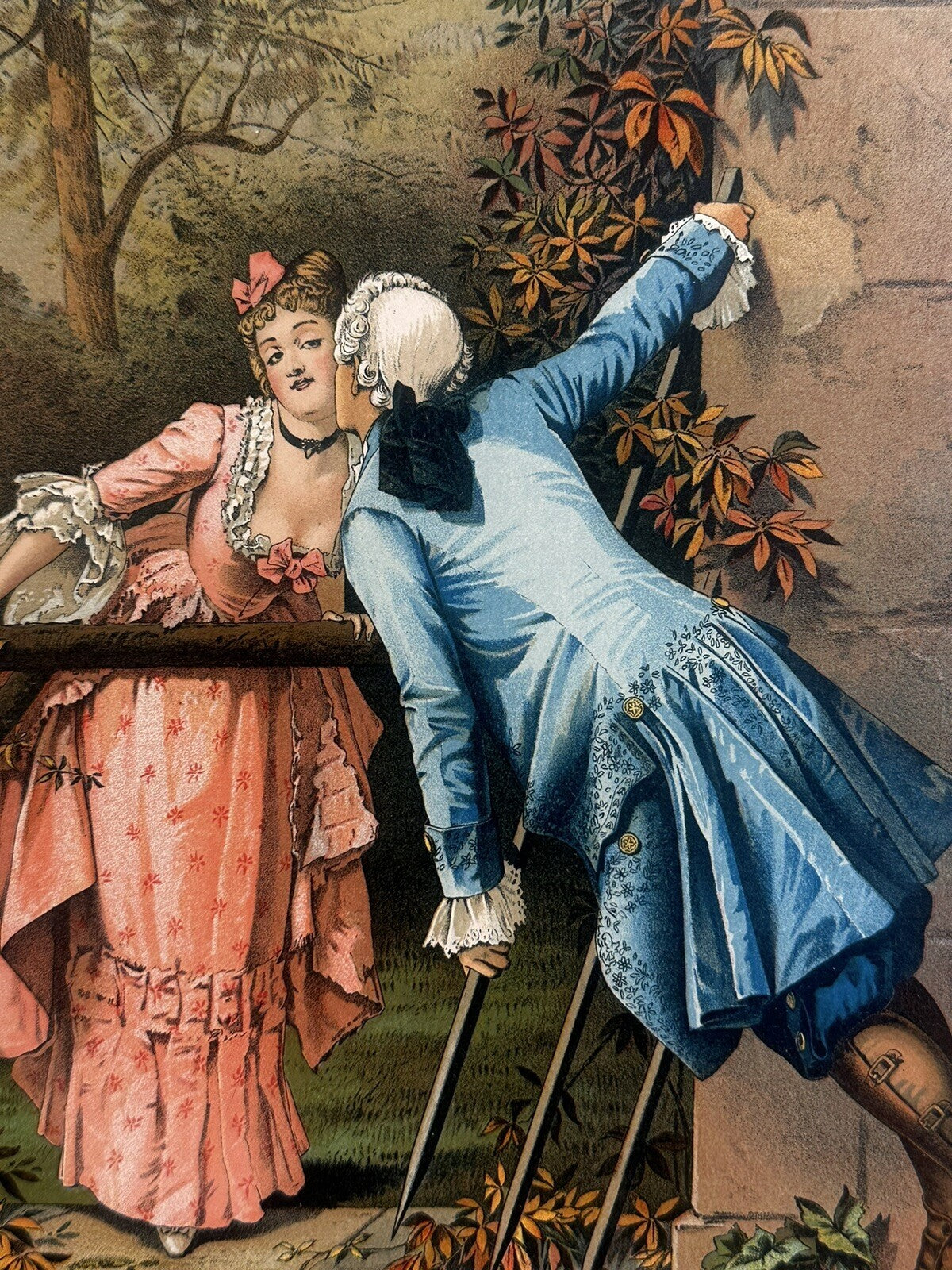 1886 "Parting Kiss" Chromolithograph Print | Magazine Illustration