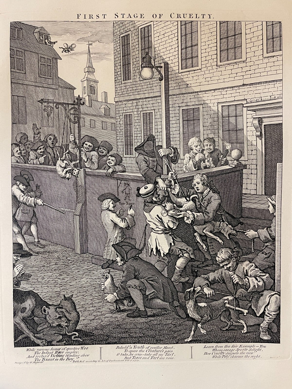 1822 THE STAGES OF CRUELTY (Set of 4) Authentic Hogarth Heath Ed. Antique Prints