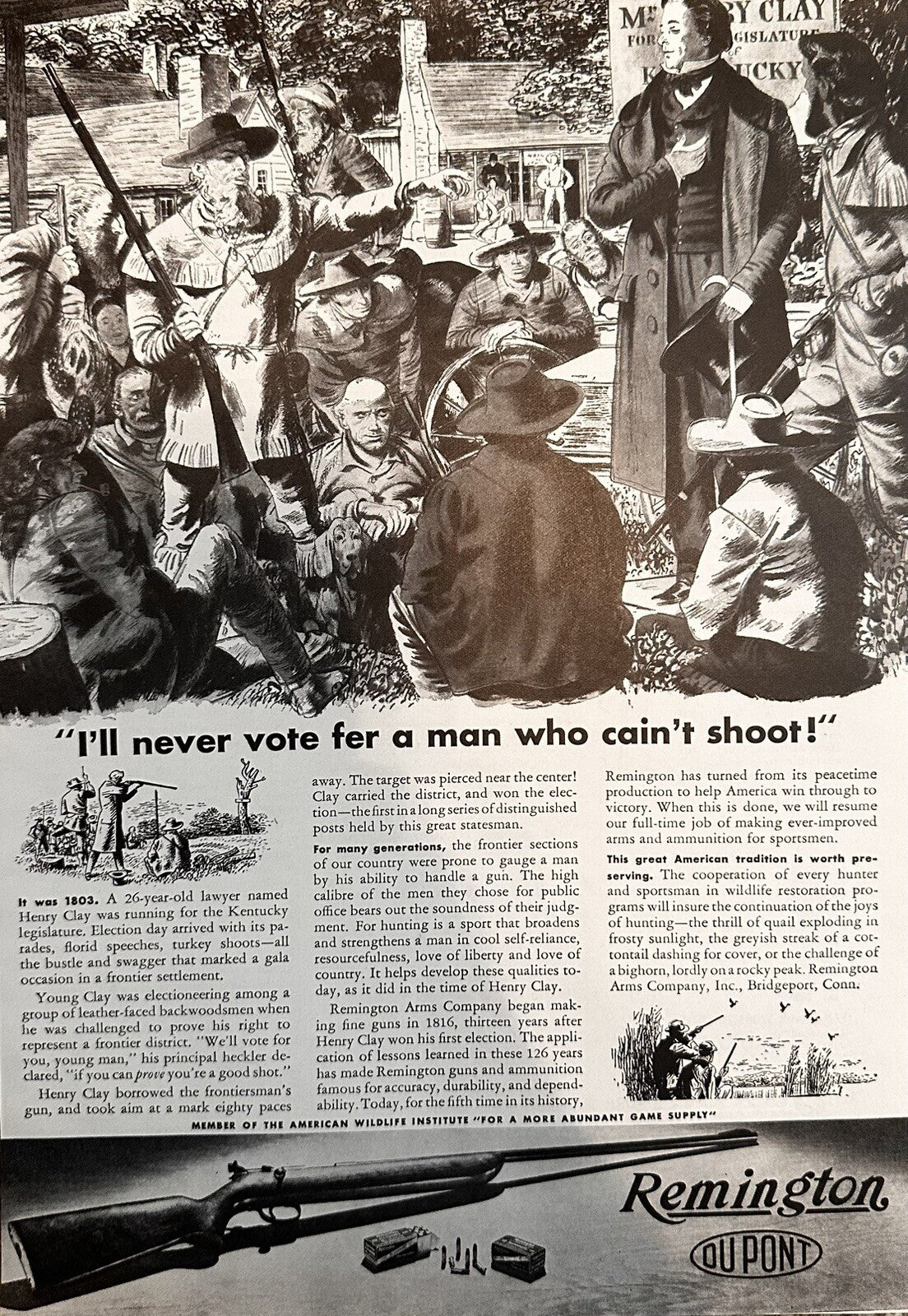 Vintage Remington Gun Print Ad (Approx. 8.25x11.25)