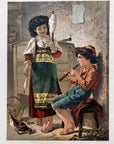1886 "Two Little Friends" Chromolithograph Print | Magazine Illustration
