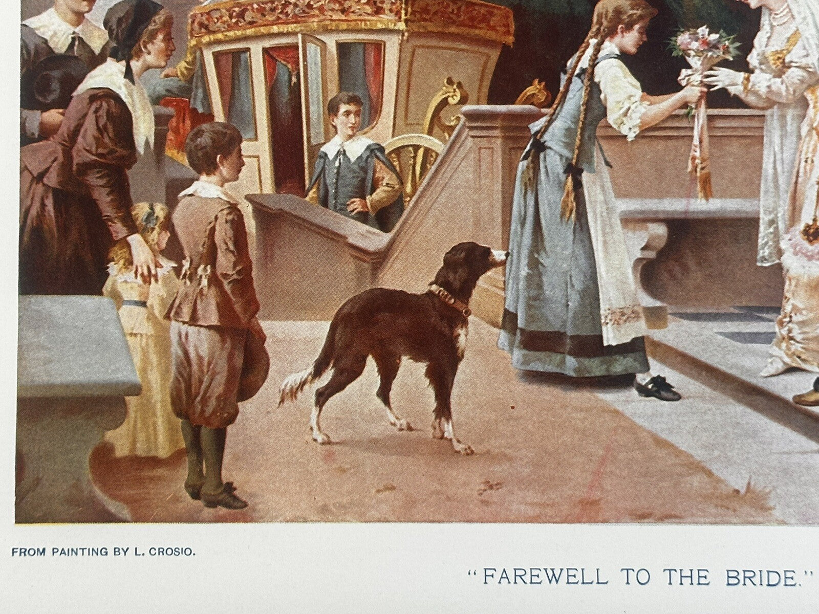 1897 Luigi Crosio "Farewell To The Bride" Chromolithograph Print | Magazine Illustration