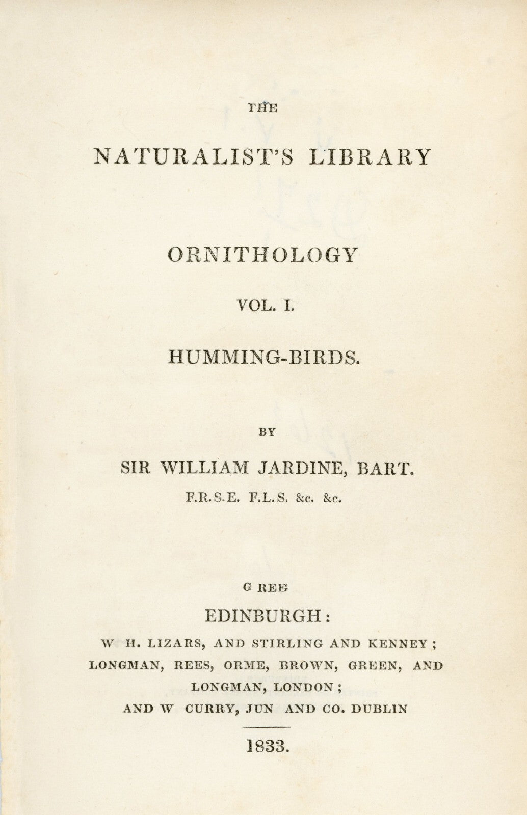 1833 Half-Tailed Hummingbird Hand-Colored Steel Engraving Jardine Lizars