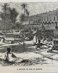 1892 A Council Of Of War At Abomey Antique Magazine Wood Engraving